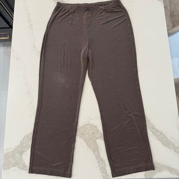Chicos Traveler Pants Slinky Womens 3 Regular XL Taupe Wide Leg Stretchy Pull On - Picture 1 of 5